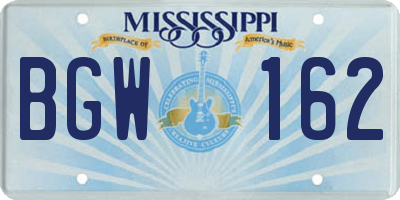 MS license plate BGW162