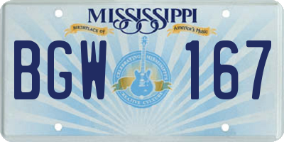 MS license plate BGW167