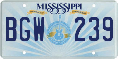 MS license plate BGW239