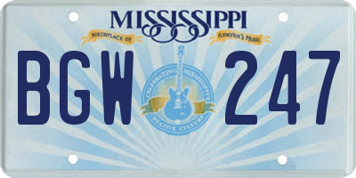 MS license plate BGW247