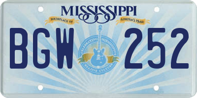 MS license plate BGW252