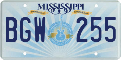 MS license plate BGW255