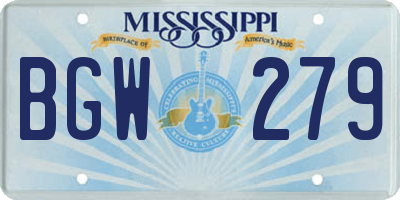 MS license plate BGW279