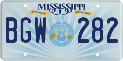 MS license plate BGW282