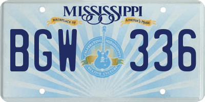 MS license plate BGW336