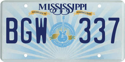 MS license plate BGW337