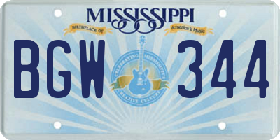 MS license plate BGW344