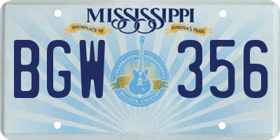 MS license plate BGW356