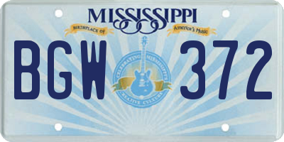 MS license plate BGW372