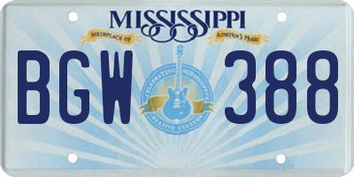MS license plate BGW388