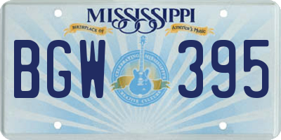 MS license plate BGW395