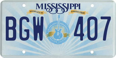 MS license plate BGW407