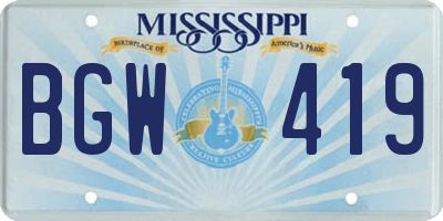 MS license plate BGW419