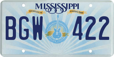 MS license plate BGW422