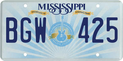 MS license plate BGW425