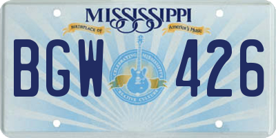 MS license plate BGW426