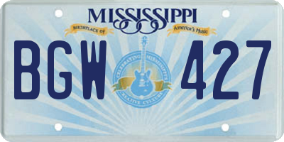 MS license plate BGW427