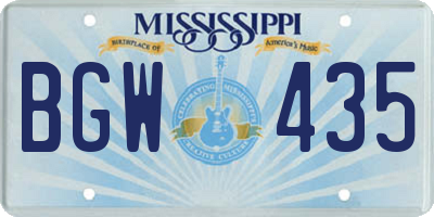 MS license plate BGW435