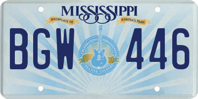 MS license plate BGW446