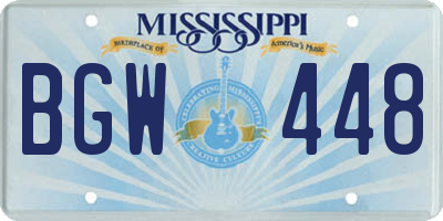 MS license plate BGW448