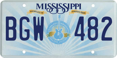 MS license plate BGW482