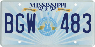 MS license plate BGW483