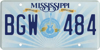 MS license plate BGW484