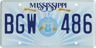 MS license plate BGW486