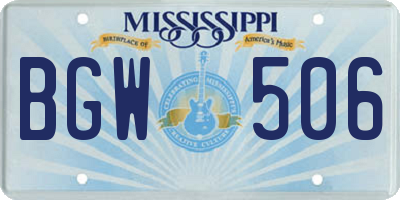 MS license plate BGW506