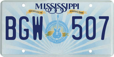 MS license plate BGW507
