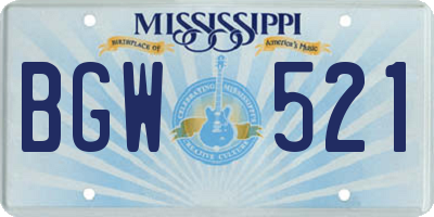 MS license plate BGW521