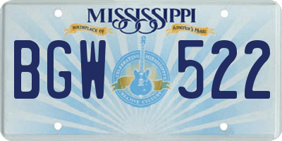 MS license plate BGW522