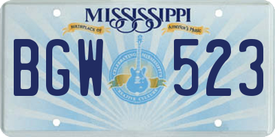 MS license plate BGW523
