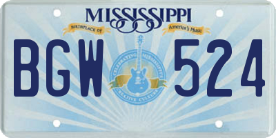 MS license plate BGW524