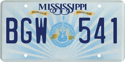 MS license plate BGW541