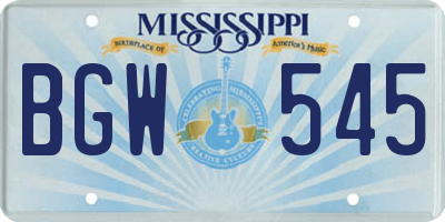 MS license plate BGW545