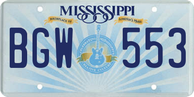 MS license plate BGW553