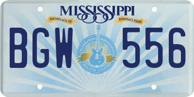 MS license plate BGW556