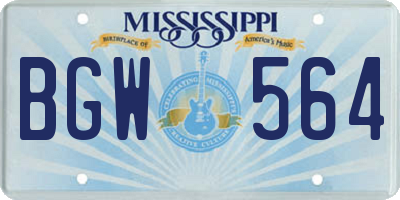 MS license plate BGW564