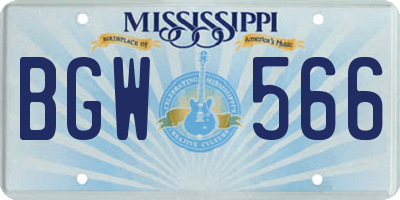 MS license plate BGW566