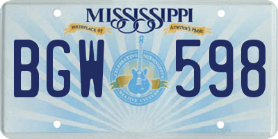 MS license plate BGW598