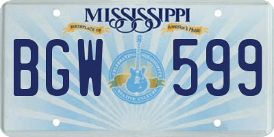 MS license plate BGW599