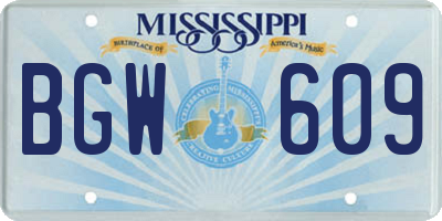 MS license plate BGW609