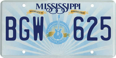 MS license plate BGW625