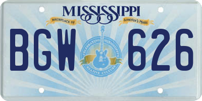 MS license plate BGW626