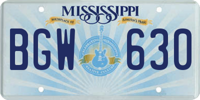 MS license plate BGW630