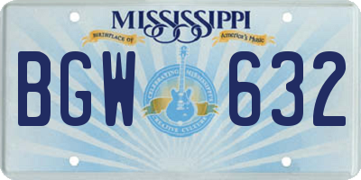 MS license plate BGW632