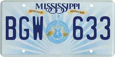 MS license plate BGW633