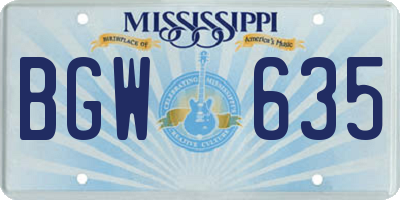 MS license plate BGW635