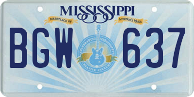 MS license plate BGW637